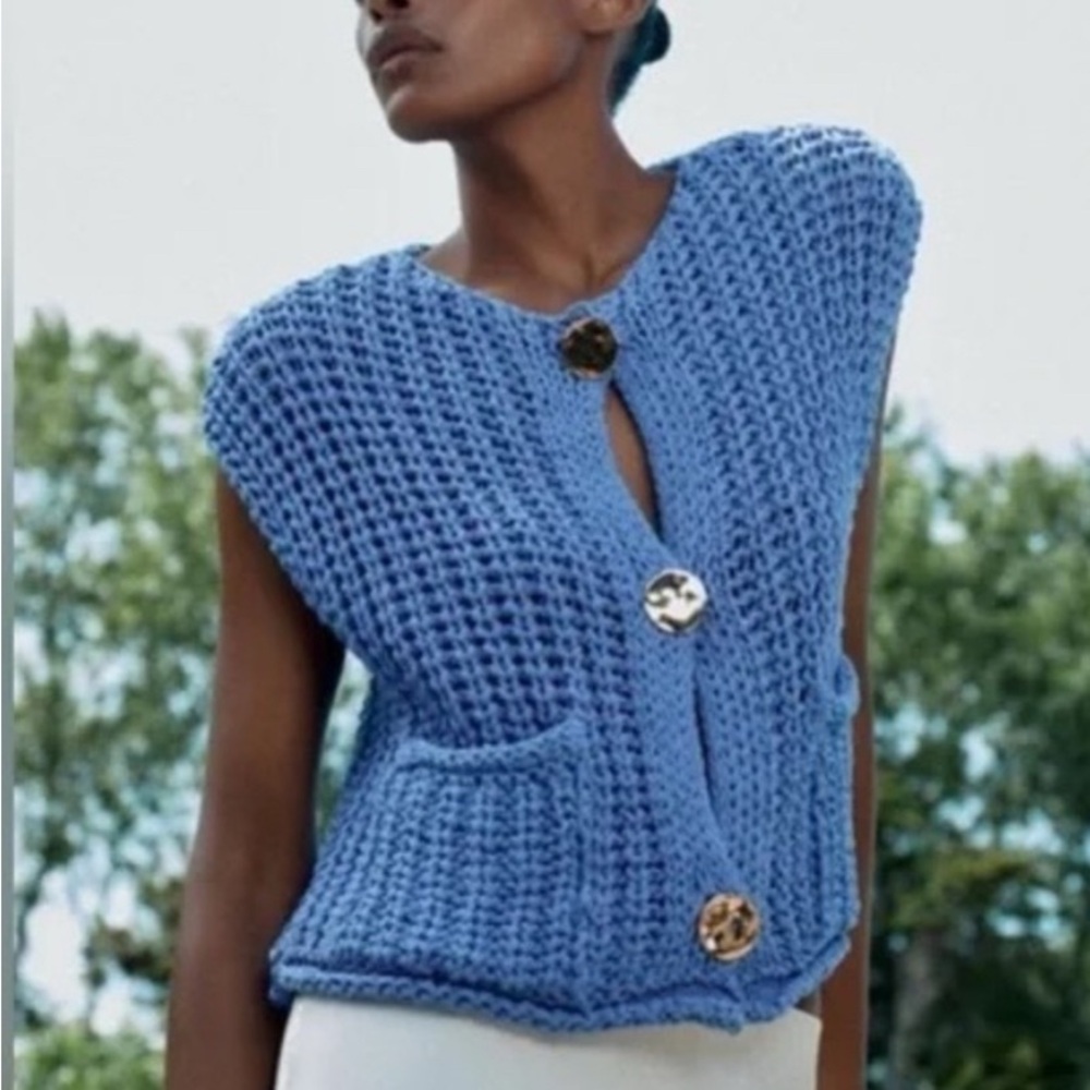 Zara Light Blue Knit Vest